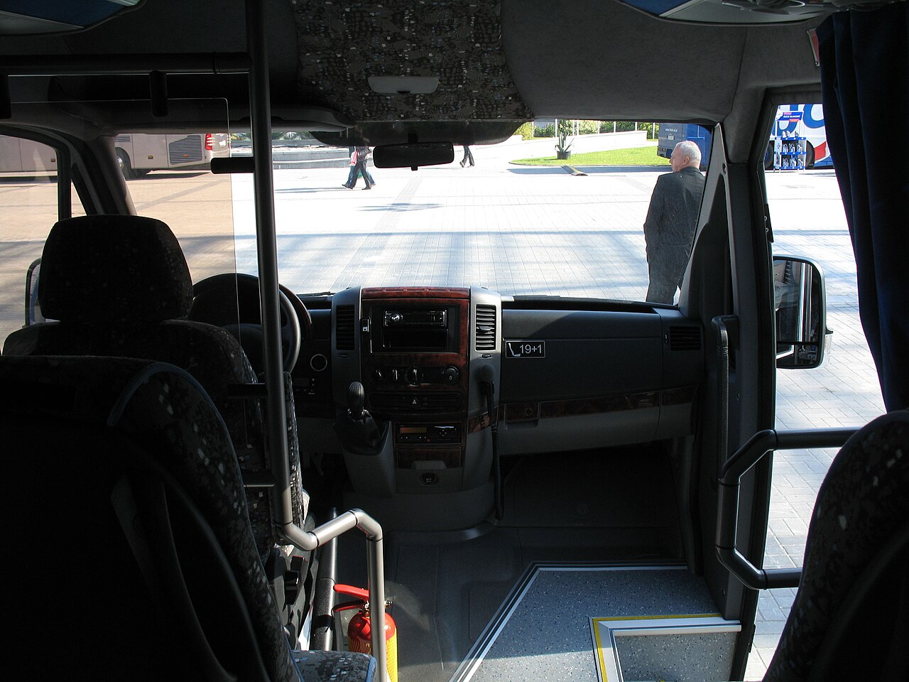Front of the cabin and driver seat
